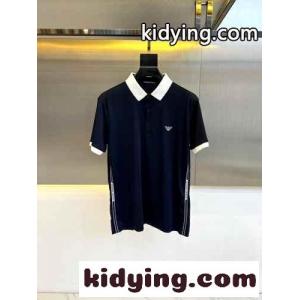 アルマーニ スーパーコピー Tシャツ コピー カジュアル 合わせやすい 半袖 ポロシャツ コットンピケ ネイビーkid26GD0TLn