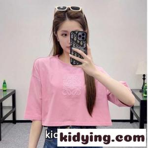カジュアル アナグラム クロップドTシャツ ロエベ コピーブランド Tシャツ コピー ピンクkid265DGXHn