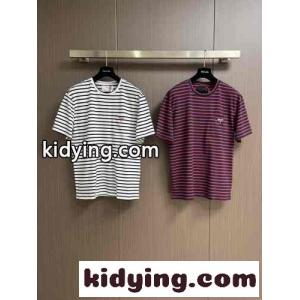 カジュアル 人気 プラダ ブランド コピー ストライプ コットン Tシャツ コピー クルーネックkid26juqaSf