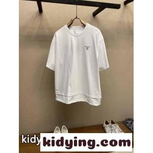 おしゃれ オーバーサイズ 半袖Tシャツ プラダ コピー Tシャツ コピー クルーネック ホワイトkid26Xb8nim