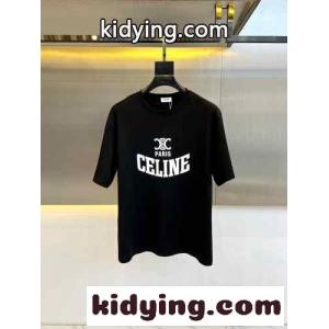 定番 カジュアル クルーネック 半袖Tシャツ セリーヌ コピー Tシャツ コピー ブラックkid26zWj01r