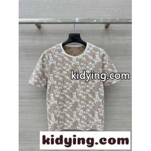 ジャガード フローラルモチーフ 半袖 トップス フェンディ ブランド コピー Tシャツ コピー ベージュkid26fSfODe