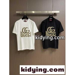 シンプル グッチ ブランド コピー Tシャツ コピー クルーネックロゴアップリケ コットン 半袖Tシャツkid265XrK9f