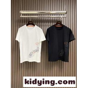 シンプル 刺繍入り エルメス コピーブランド Tシャツ コピー クルーネック 半袖トップスkid26eumeWn