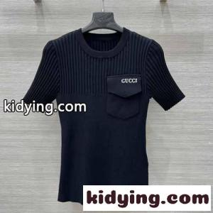 シンプル 切り替え 半袖ニットトップス グッチ コピー ニット コピー ブラックkid26WzODyy