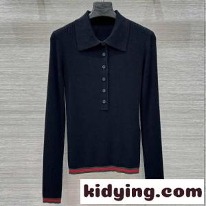 ウェブ ストライプ カシミア＆シルク ポロトップ グッチ コピーブランド ニット コピー ブラックkid26f4jGLj