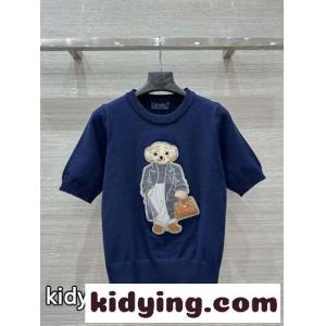 ラルフローレン ニットウェア コピー Polo ベア ウール クルーネック 半袖ニット ブルーkid26CeeWry