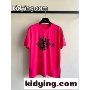 シンプル ロゴ プリント 半袖Tシャツ イヴ・サンローラン コピー Tシャツ コピー ピンクkid26rGHj8f