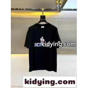 モンクレール コピーブランド Tシャツ コピー カジュアル 刺繍入り クルーネック コットン 半袖Tシャツ ブラックkid2655vG9r