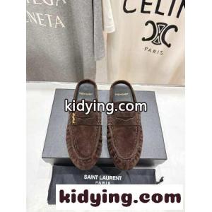 YSL ル ローファー イヴ・サンローラン スーパーコピー レディースシューズ スーパーコピー スエード ダークブラウンkid26qm0DCa