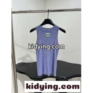 洗練された ノースリーブ リブニット シャネル コピー ニット コピー タンクトップ パープルkid26rSrCGn