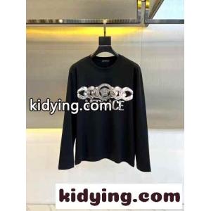 シンプル ロゴプリント ヴェルサーチ スーパーコピーェ Tシャツ コピー 長袖Tシャツ ブラックkid26DSjK5D