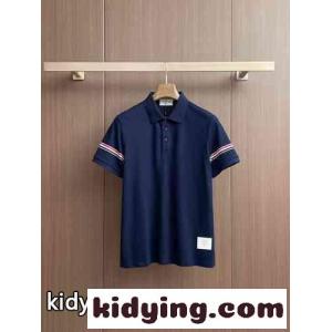 トムブラウン スーパーコピー Tシャツ コピー カジュアル コットン 半袖ポロシャツ ネイビーkid260Dqiyi