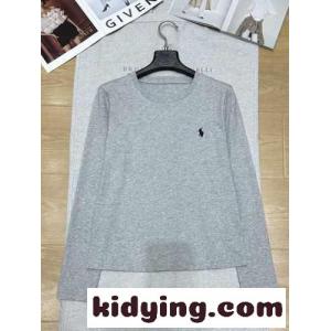 シンプル ロゴ刺繍 コットン 長袖Tシャツ ラルフローレン Tシャツ コピー グレーkid26yW1baa