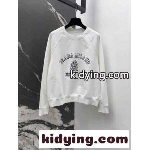 コットン クルーネック スウェットシャツ プラダ ブランド コピー Tシャツ コピー ロゴ入りkid26uODWDy