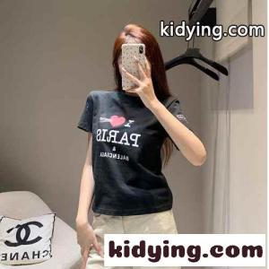 バレンシアガ コピー Tシャツ コピー 人気 カジュアル コンパクト 半袖Tシャツ ブラックkid26L1fyuC