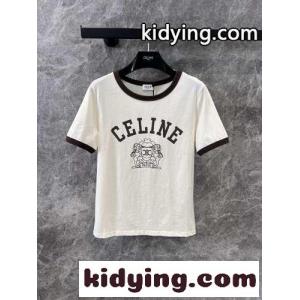 飽きのこない 人気 コットン 半袖Tシャツ セリーヌ ブランド コピー Tシャツ コピー ホワイトkid261L1XjC