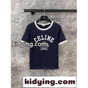 飽きのこない 人気 コットン 半袖Tシャツ セリーヌ ブランド コピー Tシャツ コピー ブルーkid269faamm