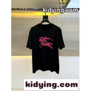 バーバリー ブランド コピー 半袖Tシャツ コピー カジュアル ロゴ入り コットン Tシャツ ブラックkid26Tn4vKj