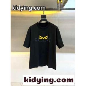 定番 カジュアル ロゴ入り コットン 半袖Tシャツ フェンディ コピー Tシャツ コピー ブラックkid26yu8Tzu