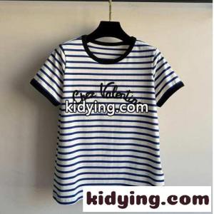 ボーダー柄 コットン 半袖Tシャツ ヴァレンティノ ブランド コピー Tシャツ コピー ブルーkid26CGTnqm