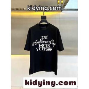 定番 カジュアル プリント 半袖Tシャツ ルイ・ヴィトン Tシャツ コピー ブラックkid269vCyuq