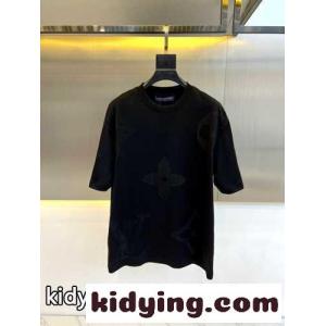 ルイ・ヴィトン Tシャツ コピー 定番 カジュアル ロゴ 半袖Tシャツ ブラックkid26O1Ln4f