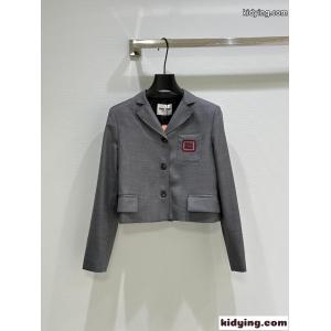 ロゴ付 シングルブレスト クロップドジャケット ミュウミュウ コピー ジャケット コピーkid26jSfeKr