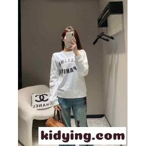 シンプル ロゴプリント セリーヌ コピーブランド Tシャツ コピー コットン スウェットシャツ ホワイトkid261f41fC