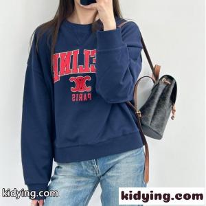 カジュアル ロゴ クルーネック コットン スウェットシャツ セリーヌ コピー Tシャツ コピー ネイビーkid26XXfima