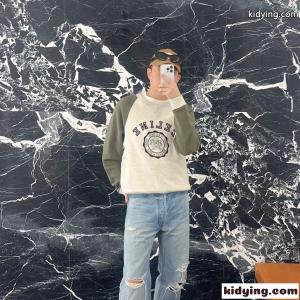 配色 ロゴ入り コットン スウェットシャツ セリーヌ ブランド コピー Tシャツ コピー ユニセックスkid26L5Xfyi