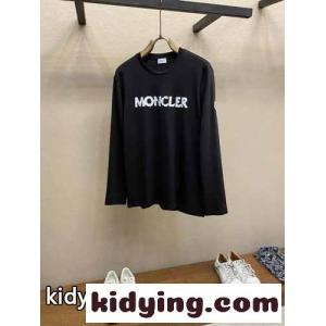 カジュアル ロゴプリント 長袖Tシャツ モンクレール スーパーコピー Tシャツ コピー ブラックkid26Pjq8nm