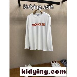 カジュアル ロゴプリント 長袖Tシャツ モンクレール ブランド コピー Tシャツ コピー ホワイトkid26S559ra