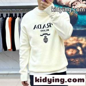 リラックス カジュアル ロゴ入り プラダ スーパーコピー セーター コピー ウール トップス ホワイトkid26r0v4bC