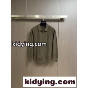 洗練された モダン ハーフジップ ニットポロ プラダ コピー ニット コピー ダークグリーンkid26P9baiq