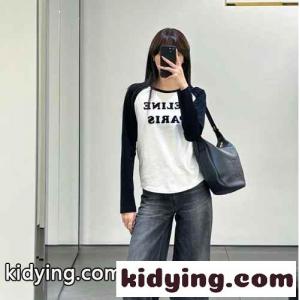 カジュアル 配色 ラグランスリーブ 長袖Tシャツ セリーヌ コピーブランド Tシャツ コピー コットンkid268XnKDq