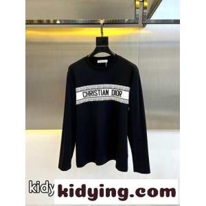 ベーシック カジュアル ロゴ入り 長袖Tシャツ クリスチャン・ディオール ブランド コピー Tシャツ コピー ブラックkid26Sna4HD