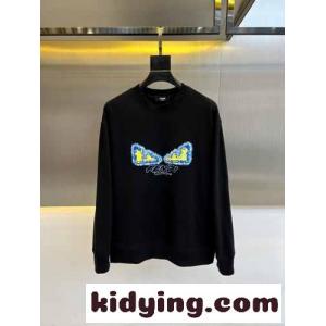 定番 ロゴプリント クルーネック スウェットシャツ フェンディ コピーブランド Tシャツ コピー ブラックkid26me49zC