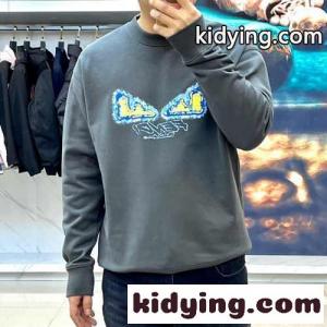 定番 ロゴプリント クルーネック スウェットシャツ フェンディ ブランド コピー Tシャツ コピー グレーkid26Kfmq4f