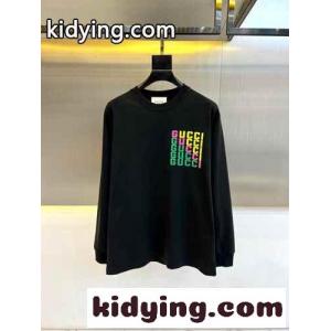 定番 合わせやすい ロゴ グッチ コピーブランド Tシャツ コピー 長袖Tシャツ ブラックkid26KP1nWv