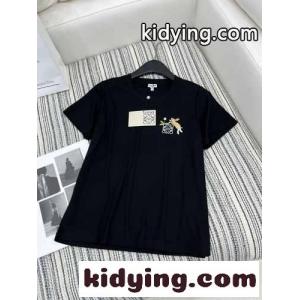 お値打ち価格 ロエベ コピーブランドtシャツコーデコピー 半袖 トップス ティーシャツ 純綿 夏服 シンプル ブラックkid26qS1nua