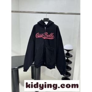 バレンシアガ スーパーコピーパーカーレディースコピー 純綿 トップス プリント レディース カジュアル ブラックkid269fyWTv