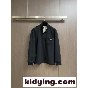裏起毛 コットン ハーフボタン スウェットシャツ ロエベ ブランド コピー Tシャツ コピー ブラックkid2609jGDa
