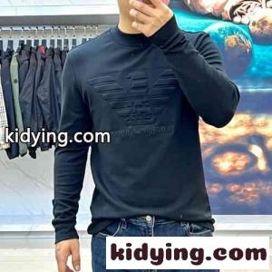 カジュアル クルーネック ロゴ アルマーニ ブランド コピー Tシャツ コピー 長袖Tシャツ ブラックkid26qua0Dq