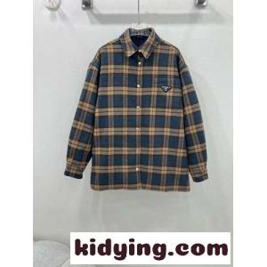 チェック ウールツイル ランバージャックジャケット プラダ スーパーコピー ジャケット コピー ユニセックスkid26ObWLna