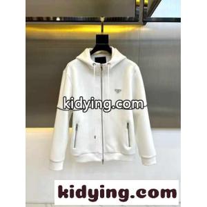 カジュアル フードロゴ ジップパーカー プラダ スーパーコピー ジャケット コピー ホワイトkid26K9zqua
