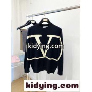 カジュアル Vロゴ クルーネック ヴァレンティノ コピー セーター コピー ブラックkid26q8jCGr