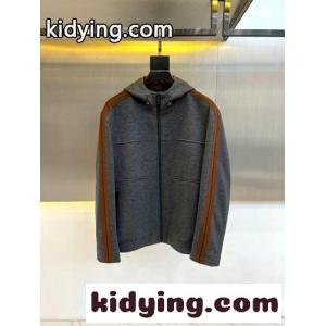 カジュアル ウールブレンド フード付き ブルゾン エルメネジルド・ゼニア ジャケット コピー グレーkid26L5zGvi