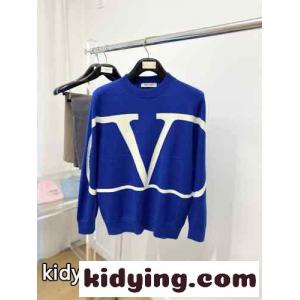 カジュアル Vロゴ クルーネック ヴァレンティノ コピー セーター コピー ブルーkid26mumyOj
