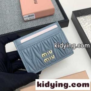 マテラッセレザー ロゴ カードケース ミュウミュウ コピー 財布 コピー ブルーkid265zCiqi